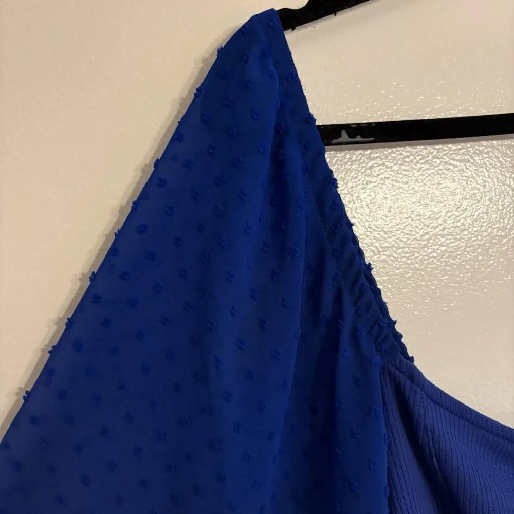 Urban Outfitters Women XXL Blue Puff Sleeve Cutout Mirabel Bustier Crop Blouse